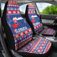Slovakia Christmas Car Seat Cover Slovakian Double Cross Map - Wonder Print Shop