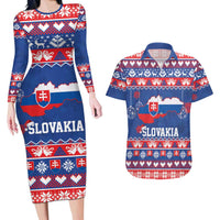 Slovakia Christmas Couples Matching Long Sleeve Bodycon Dress and Hawaiian Shirt Slovakian Double Cross Map - Wonder Print Shop