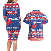 Slovakia Christmas Couples Matching Long Sleeve Bodycon Dress and Hawaiian Shirt Slovakian Double Cross Map - Wonder Print Shop