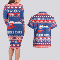Slovakia Christmas Couples Matching Long Sleeve Bodycon Dress and Hawaiian Shirt Slovakian Double Cross Map - Wonder Print Shop