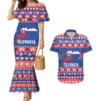 Slovakia Christmas Couples Matching Mermaid Dress and Hawaiian Shirt Slovakian Double Cross Map - Wonder Print Shop