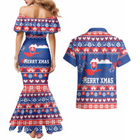 Slovakia Christmas Couples Matching Mermaid Dress and Hawaiian Shirt Slovakian Double Cross Map - Wonder Print Shop