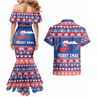 Slovakia Christmas Couples Matching Mermaid Dress and Hawaiian Shirt Slovakian Double Cross Map - Wonder Print Shop