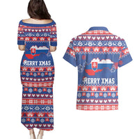 Slovakia Christmas Couples Matching Puletasi and Hawaiian Shirt Slovakian Double Cross Map - Wonder Print Shop