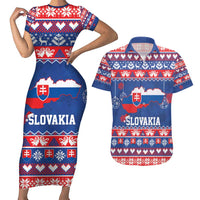 Slovakia Christmas Couples Matching Short Sleeve Bodycon Dress and Hawaiian Shirt Slovakian Double Cross Map - Wonder Print Shop