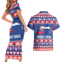 Slovakia Christmas Couples Matching Short Sleeve Bodycon Dress and Hawaiian Shirt Slovakian Double Cross Map - Wonder Print Shop