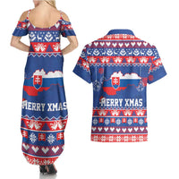Slovakia Christmas Couples Matching Summer Maxi Dress and Hawaiian Shirt Slovakian Double Cross Map - Wonder Print Shop
