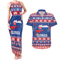 Slovakia Christmas Couples Matching Tank Maxi Dress and Hawaiian Shirt Slovakian Double Cross Map - Wonder Print Shop