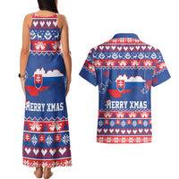 Slovakia Christmas Couples Matching Tank Maxi Dress and Hawaiian Shirt Slovakian Double Cross Map - Wonder Print Shop