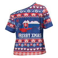 Slovakia Christmas Cross Shoulder Shirt Slovakian Double Cross Map - Wonder Print Shop