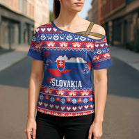 Slovakia Christmas Cross Shoulder Shirt Slovakian Double Cross Map - Wonder Print Shop