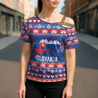 Slovakia Christmas Cross Shoulder Shirt Slovakian Double Cross Map - Wonder Print Shop