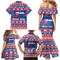 Slovakia Christmas Family Matching Mermaid Dress and Hawaiian Shirt Slovakian Double Cross Map - Wonder Print Shop