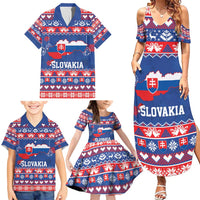 Slovakia Christmas Family Matching Summer Maxi Dress and Hawaiian Shirt Slovakian Double Cross Map - Wonder Print Shop