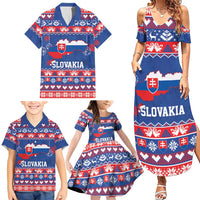 Slovakia Christmas Family Matching Summer Maxi Dress and Hawaiian Shirt Slovakian Double Cross Map - Wonder Print Shop