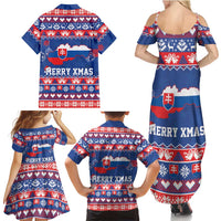 Slovakia Christmas Family Matching Summer Maxi Dress and Hawaiian Shirt Slovakian Double Cross Map - Wonder Print Shop