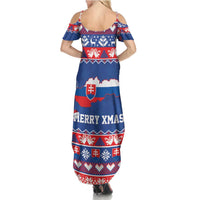 Slovakia Christmas Family Matching Summer Maxi Dress and Hawaiian Shirt Slovakian Double Cross Map - Wonder Print Shop