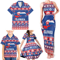 Slovakia Christmas Family Matching Tank Maxi Dress and Hawaiian Shirt Slovakian Double Cross Map - Wonder Print Shop