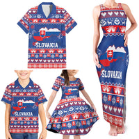 Slovakia Christmas Family Matching Tank Maxi Dress and Hawaiian Shirt Slovakian Double Cross Map - Wonder Print Shop