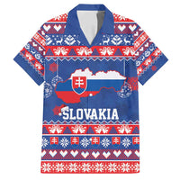 Slovakia Christmas Family Matching Tank Maxi Dress and Hawaiian Shirt Slovakian Double Cross Map - Wonder Print Shop