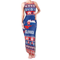 Slovakia Christmas Family Matching Tank Maxi Dress and Hawaiian Shirt Slovakian Double Cross Map - Wonder Print Shop