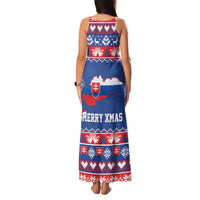 Slovakia Christmas Family Matching Tank Maxi Dress and Hawaiian Shirt Slovakian Double Cross Map - Wonder Print Shop
