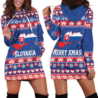 Slovakia Christmas Hoodie Dress Slovakian Double Cross Map - Wonder Print Shop
