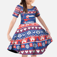 Slovakia Christmas Kid Short Sleeve Dress Slovakian Double Cross Map - Wonder Print Shop