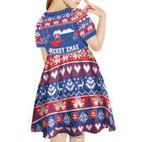 Slovakia Christmas Kid Short Sleeve Dress Slovakian Double Cross Map - Wonder Print Shop