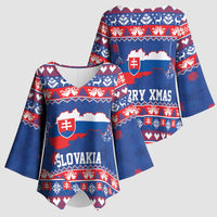 Slovakia Christmas Kimono Sleeve Blouse Slovakian Double Cross Map - Wonder Print Shop