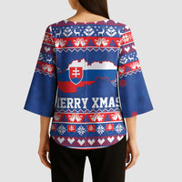 Slovakia Christmas Kimono Sleeve Blouse Slovakian Double Cross Map - Wonder Print Shop