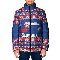 Slovakia Christmas Padded Jacket Slovakian Double Cross Map - Wonder Print Shop
