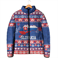 Slovakia Christmas Padded Jacket Slovakian Double Cross Map - Wonder Print Shop