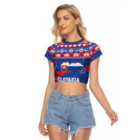 Slovakia Christmas Raglan Cropped T Shirt Slovakian Double Cross Map - Wonder Print Shop