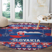 Slovakia Christmas Round Carpet Slovakian Double Cross Map - Wonder Print Shop