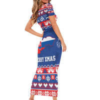 Slovakia Christmas Short Sleeve Bodycon Dress Slovakian Double Cross Map - Wonder Print Shop