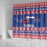 Slovakia Christmas Shower Curtain Slovakian Double Cross Map - Wonder Print Shop
