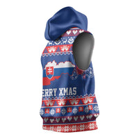Slovakia Christmas Sleeveless Hoodie Slovakian Double Cross Map - Wonder Print Shop