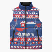 Slovakia Christmas Sleeveless Puffer Jacket Slovakian Double Cross Map - Wonder Print Shop