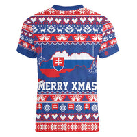 Slovakia Christmas Women V-Neck T-Shirt Slovakian Double Cross Map - Wonder Print Shop