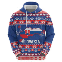 Slovakia Christmas Zip Hoodie Slovakian Double Cross Map - Wonder Print Shop