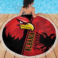 Albania Eagle Beach Blanket National Emblem Grunge Pattern - Wonder Print Shop