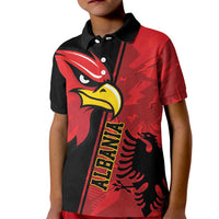 Albania Eagle Kid Polo Shirt National Emblem Grunge Pattern - Wonder Print Shop