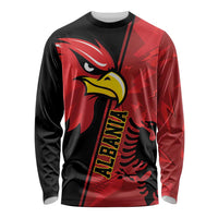 Albania Eagle Long Sleeve Shirt National Emblem Grunge Pattern - Wonder Print Shop