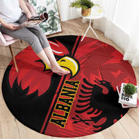 Albania Eagle Round Carpet National Emblem Grunge Pattern