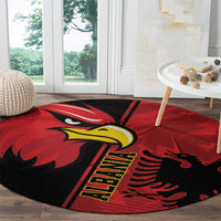 Albania Eagle Round Carpet National Emblem Grunge Pattern