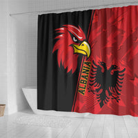 Albania Eagle Shower Curtain National Emblem Grunge Pattern