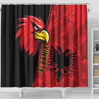 Albania Eagle Shower Curtain National Emblem Grunge Pattern