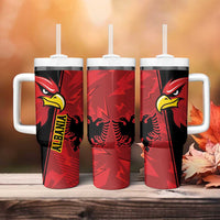 Albania Eagle Tumbler With Handle National Emblem Grunge Pattern - Wonder Print Shop