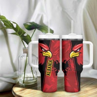 Albania Eagle Tumbler With Handle National Emblem Grunge Pattern - Wonder Print Shop